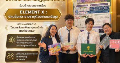 ประมวลภาพบรรยากาศการนำเสนอผลงานเรื่อง “ELEMENT X : ปลดล็อกตารางธาตุด้วยเกมและข้อมูล” ในการประกวดโครงการ “วิศวกรสังคมพัฒนาชุมชนดีเด่น ประจำปี 2569
